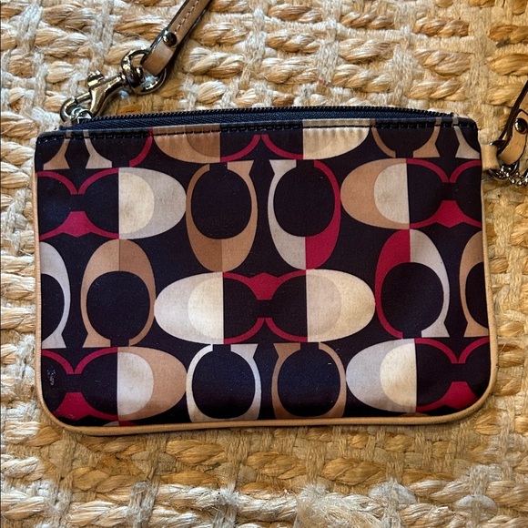 Coach Signature Pattern Wristlet in Pink and Brown - Picture 6 of 12